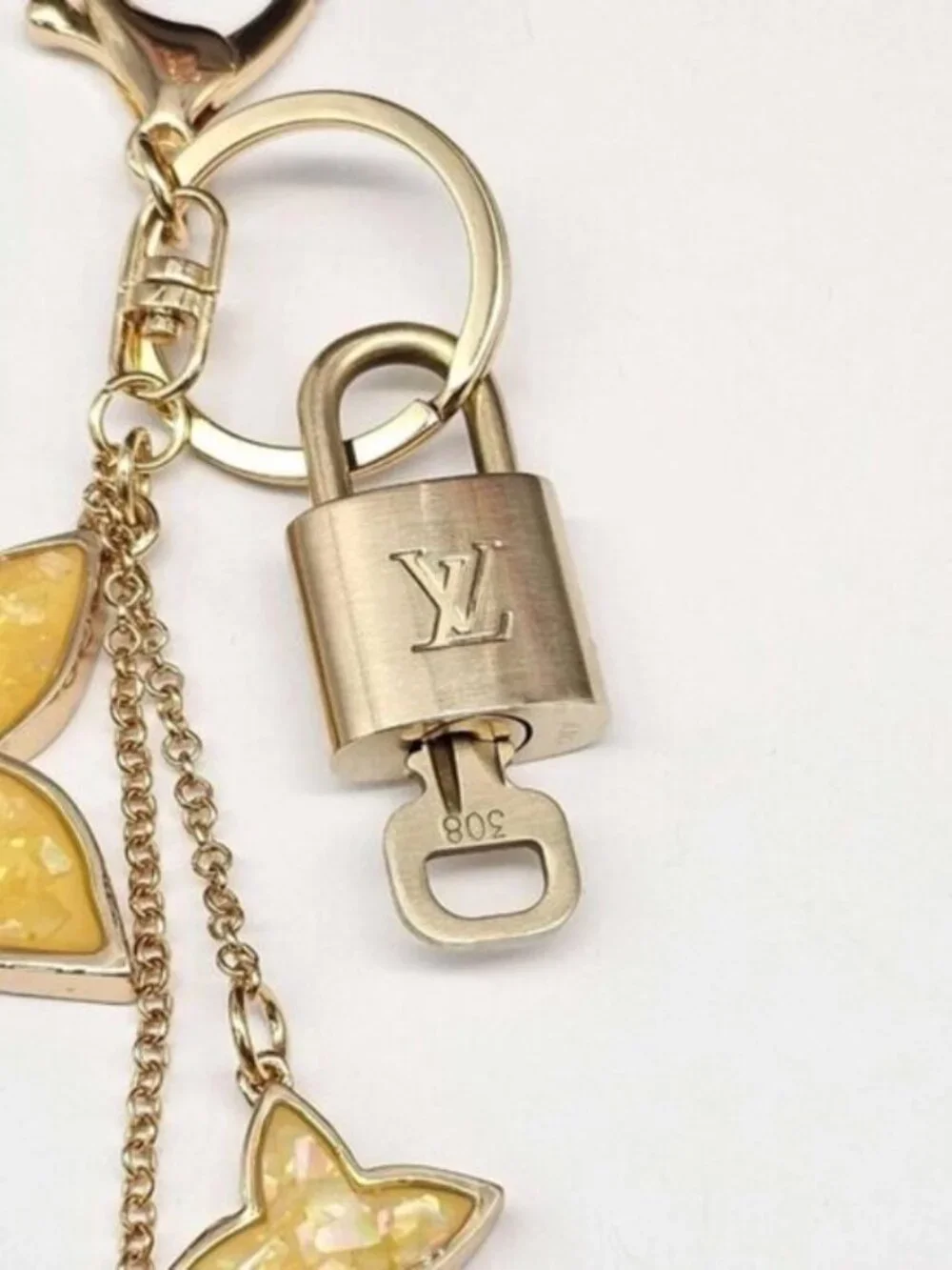 Authentic Louis Vuitton Gold Lock 🔒 Unbranded Flower Keychain Bag Charm LV